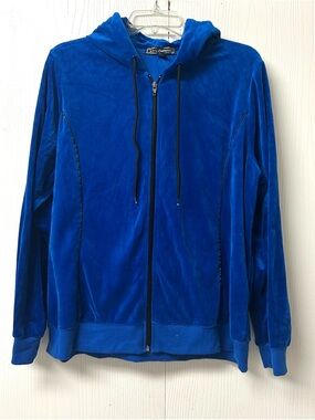 Royal Blue Velour Zip-Up Hoodie